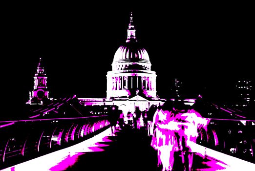 London Pop Art Images - Beautiful Pop Art Romantic Photography Images of London Embankment, Albert Bridge, St Paul's Cathedral, Millennium Bridge, London Eye, Chelsea Embankment and Big Ben. Romantic London City at Night.